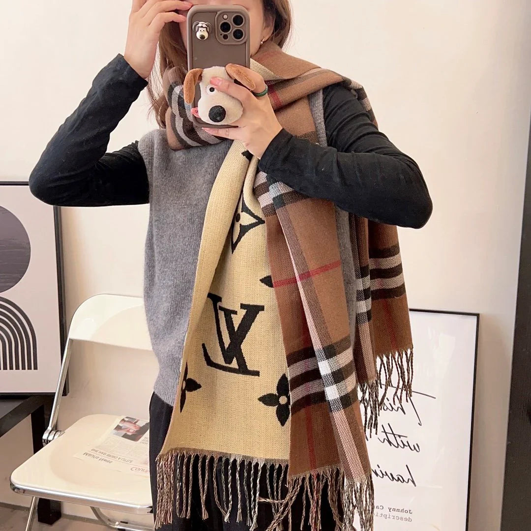 Fashion and versatile double-sided cashmere scarf 1023112924