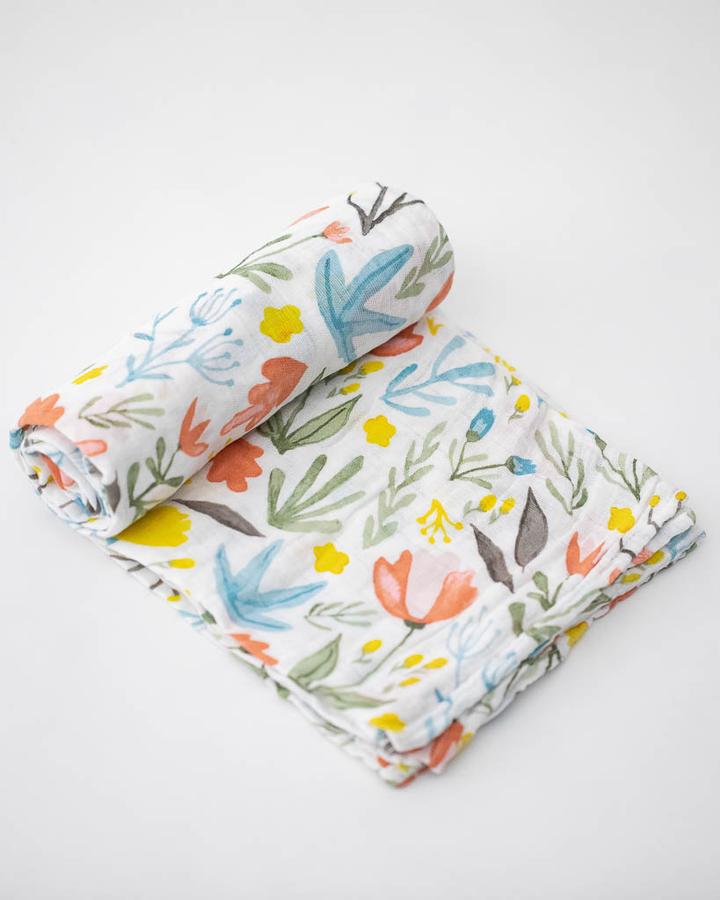 Cotton Muslin Swaddle-Meadow