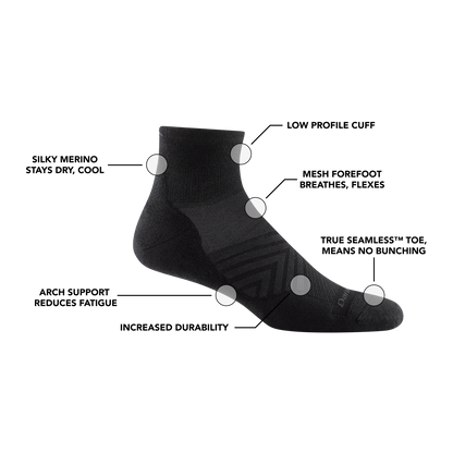 Men's Run Quarter Cushioned Ultra-Lightweight Running Socks