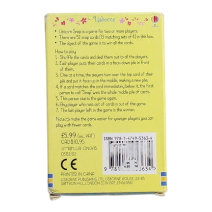 Usborne Unicorn Snap Card Game O/S