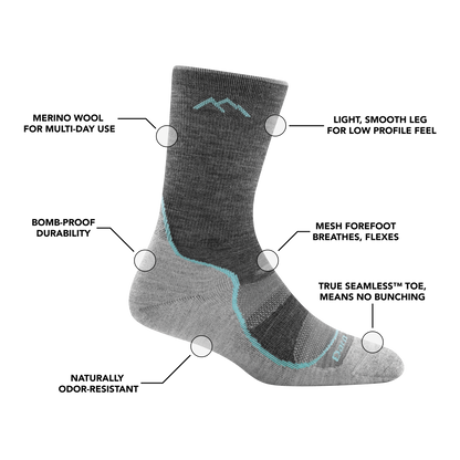 Women's Light Hiker Micro Crew Lightweight Hiking Socks