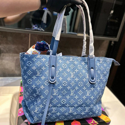 New casual versatile denim embroidered shoulder handbag 1024070902