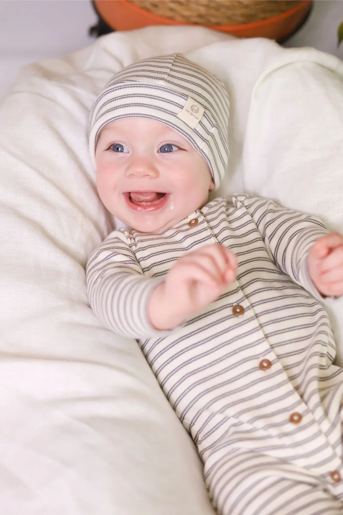 Grey Stripe Baby Hat