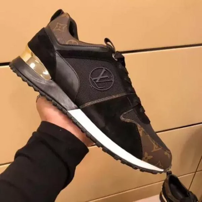Women's luxury brown and black double color matching rubber sole casual shoes