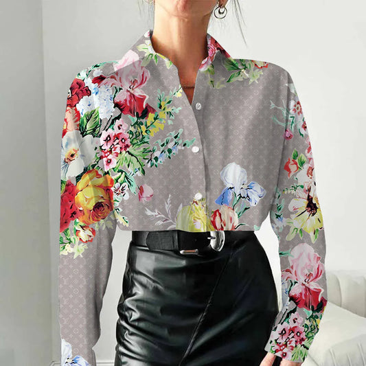 Fashion versatile printed long sleeve shirt 3D1025030614