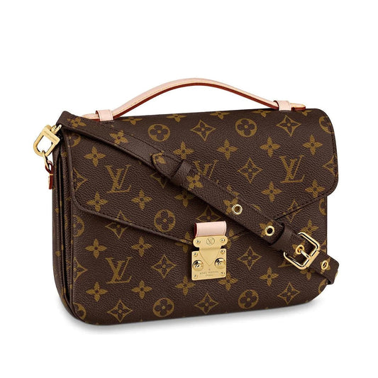Handmade Leather Handbag Monogram Pochette Metis in Brown