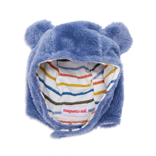 Winter Sky Stripe Minky Magnetic Bear Hat