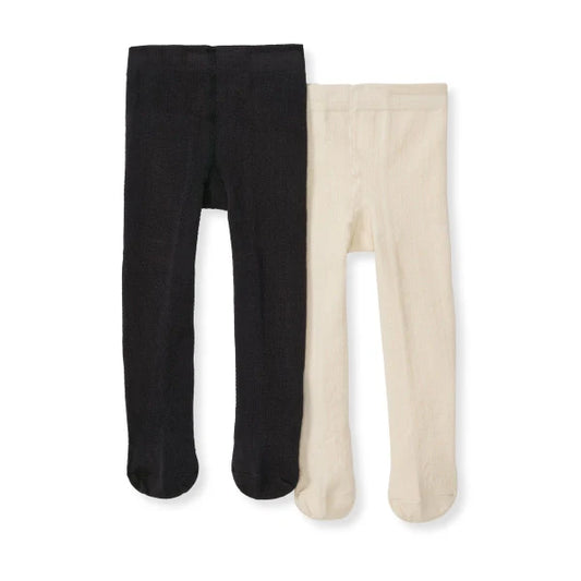 Organic Cotton Ribbed Tights 2-Pack