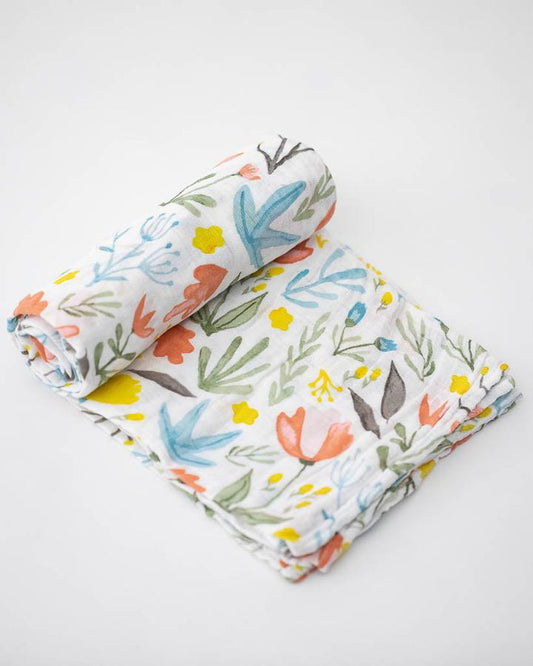 Cotton Muslin Swaddle-Meadow